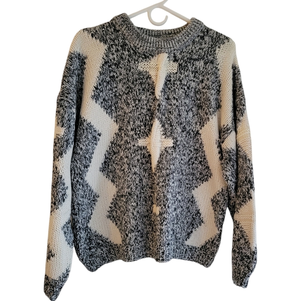 Vintage Wool Blend Chunky Knit Grandpa Sweater